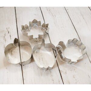 Metal Cookie Cutters Set of 4 Vintage Fall Thanksgiving Turkey Pumpkin Leaf
